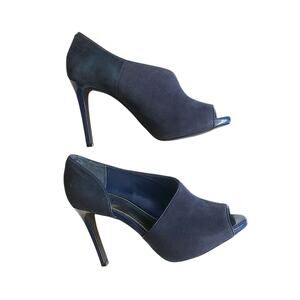Alfani Lusee Heels Sz 7 Blueberry Blue Leather Suede Stiletto Peep Toe Slip On